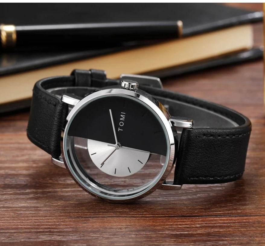 Tomi Black Leather Strap Men’s Watch – Stylish Wrist Watch in Pakistan - RiwayatbyRida
